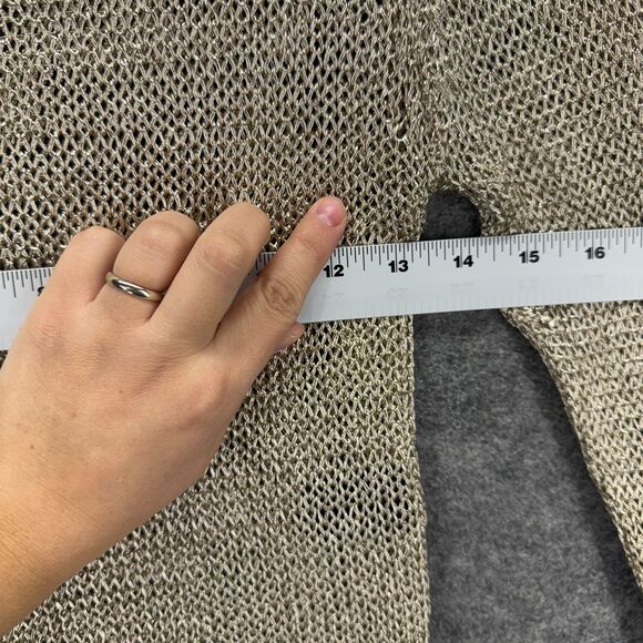 Windsor Knit Top Women L Large Gray Sheer Long Sleeve Round Neck Metallic Casual - Picture 5 of 7